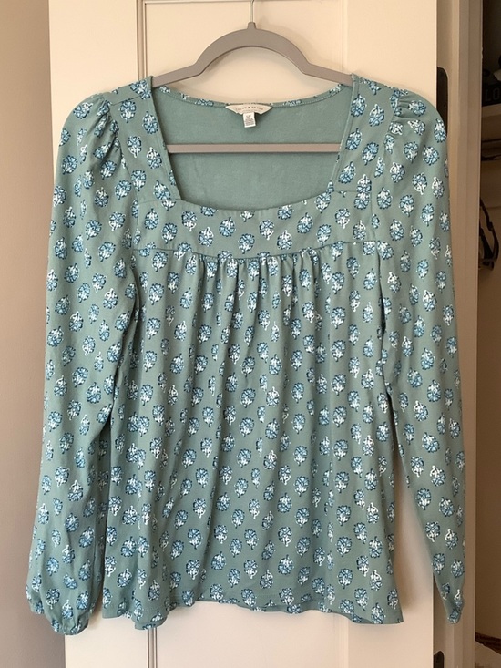 Lucky Brand Tops - Lucky Brand Mint Green Floral Square-Neck Blouse